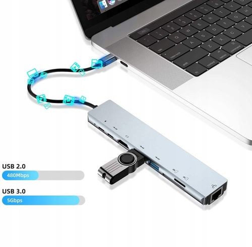 HUB USB-C ADAPTER LAN RJ45 HDMI 4k SD USB 3.0 PD do Laptopa Macbook na Arena.pl