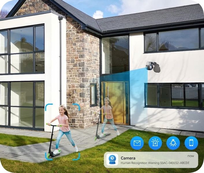 ZEWNĘTRZNA KAMERA OBROTOWA IP 4MPx 4MP WiFi ZOOM APLIKACJA SZARA zdjęcie 2