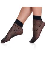 Damskie Skarpetki Rajstopowe Skarpety w Kropki CZARNE Wzór 1-Para MORAJ