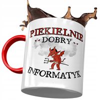 Kubek Czerwony Dla Informatyka Piekielnie Dobry Z Nadrukiem Ze Zdjęciem