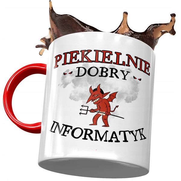 Kubek Czerwony Dla Informatyka Piekielnie Dobry Z Nadrukiem Ze Zdjęciem zdjęcie 1