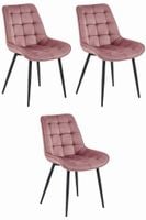 Krzesło tapicerowane BERA ciemny róż welur nogi czarne do jadalni x3