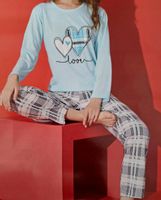 Damska piżama długa z bawełny bawełniana długi rękaw długie spodnie XXL 2XL