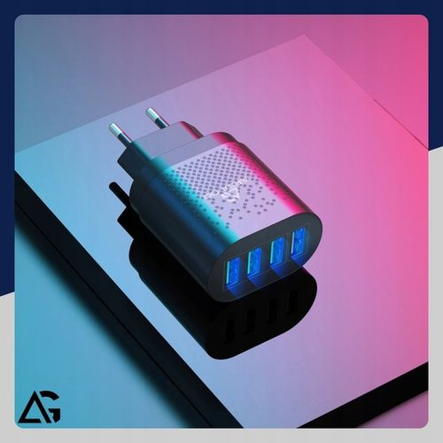 SZYBKA ŁADOWARKA DO TELEFONU KOSTKA 4X USB SZYBKIE ŁADOWANIE I KABEL 3W1 na Arena.pl