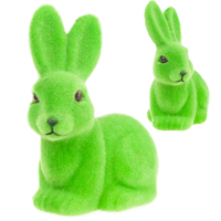 Flokowany Wielkanocny Zielony Króliczek Zajączek Z Satynową Kokardką