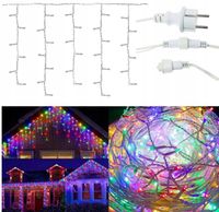 KURTYNA SOPLE LAMPKI CHOINKOWE GIRLANDA ZEWNĘTRZNE 500 LED 22M + FLASH