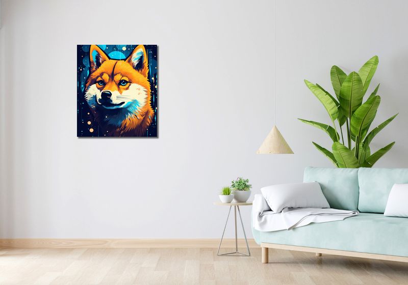 Obraz 60x70cm Lisek w Kosmosie zdjęcie 2