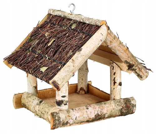 KARMNIK DLA PTAKÓW 255MM BUDKA DOMEK DOM DREWNIANY WISZĄCY NATURALNY na Arena.pl