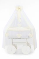 wiklinowy kosz mojżesza z baldachimem deluxe amelia - biały + kremowa