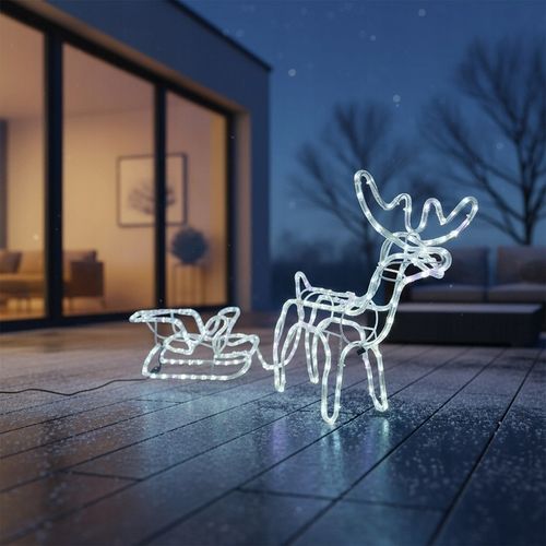 Renifer z Saniami LED Świecący Świąteczny Na Zewnątrz Do Ogrodu Biały Zimny na Arena.pl