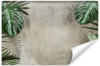 Fototapeta Do Salonu TROPIKALNE Liście Monstera Beton Efekt 3D 450cm x 300cm