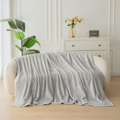 Miękki Koc Szachownica 200X220 - Jasnoszary na Arena.pl