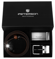 Peterson Zestaw prezentowy pasek dwustronny wymienna klamra BLACK-BROWN 85