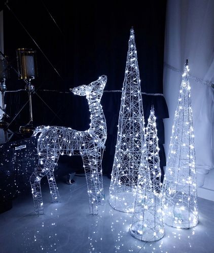 ŚWIECĄCE CHOINKI LED OZDOBA ŚWIĄTECZNA DEKORACJA FIGURKI 3szt 100/80/60cm na Arena.pl