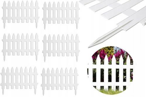 Płotek Ogrodowy Biały 3,5m Palisada Płot Krawężnik Plastik ZESTAW Ozdobny na Arena.pl