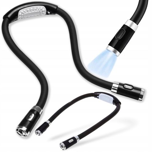 LAMPKA LED NA SZYJĘ DO CZYTANIA KSIĄŻEK NOCNA LATARKA 3 TRYBY ŚWIECENIA na Arena.pl