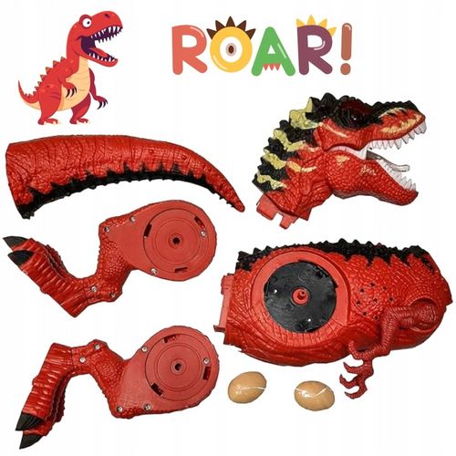 DUŻY DINOZAUR T-REX Z PROJEKTOREM Chodzi Ryczy ZNOSI JAJA Czerwony na Arena.pl