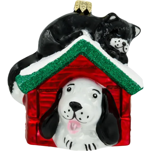 Bombka choinkowa szklana: Pies i kot w budzie: czerwony na Arena.pl