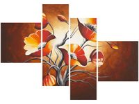 100 70CM OBRAZ 4 ELEM MAKI BRĄZACH DRUK PŁÓTNO RAMA