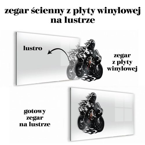 Zegar Ścienny z płyty winylowej na lustrze MOTORYZACJA 35 wzorów 59x29 cm na Arena.pl