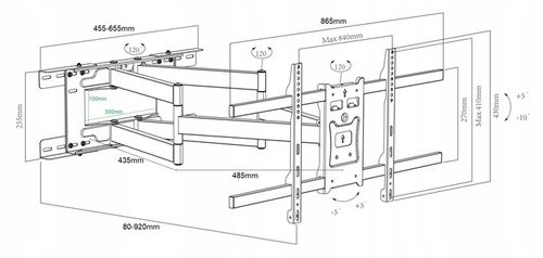 92cm DŁUGI Uchwyt do Telewizora Wieszak TV 42-90 cale ULTRA MOCNY TEST na Arena.pl