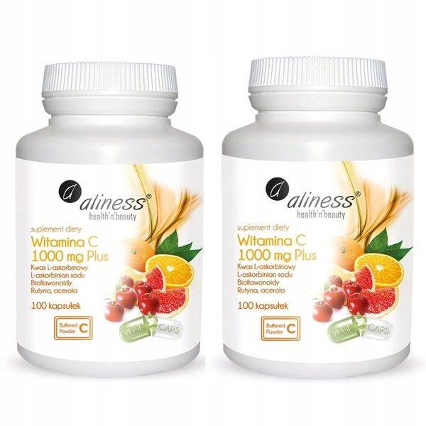 2x Aliness WITAMINA C 1000 mg Kwas L-Askorbinowy RUTYNE HESPEREDYNA 100 kap zdjęcie 1