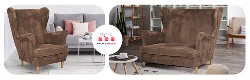 Zestaw wypoczynkowy uszak Bonito sofa fotele Family Meble czarny sztruks na Arena.pl