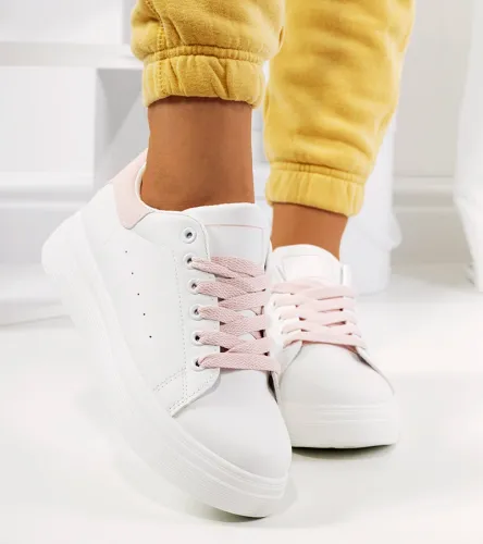 Biało różowe sneakersy na platformie Justar 37 na Arena.pl