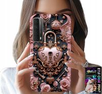 ETUI DO HUAWEI P SMART 2021 - KOBIECE, MODNE WZORY, KŁÓDKA SERCE RÓŻA