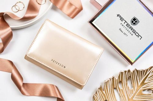 portfel damski ze skóry ekologicznej na zatrzask i suwak - peterson na Arena.pl