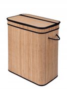 Bambusowy kosz na pranie 100L BAMBOO naturalny wyjmowany wkład dwie komory