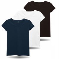 3x Bawełniana KOSZULKA DAMSKA T-shirt SEREK V Komplet Zestaw MORAJ r. M