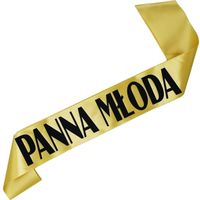 Panna Młoda - złota szarfa z czarnym nadrukiem