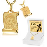 Złoty medalik próba 585 z grawerem prezent na komunię pamiątka komunii