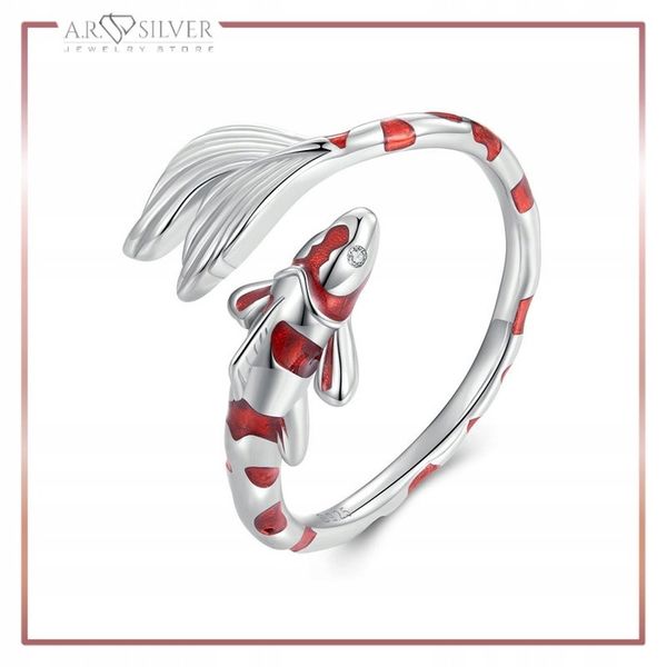 Srebrny Pierścionek Otwarty RYBA KOI S925 zdjęcie 8