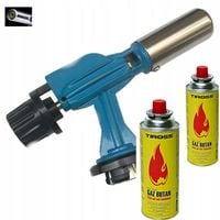 Palnik Gazowy STALOWY Opalarka Na Butlę + 2X Gaz Kartusz Ceramika Lutlampa