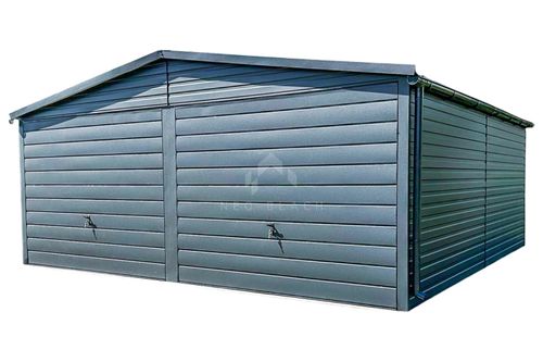 Garaż Blaszany 6x5,8m 2x Brama Uchylna Drzwi Rynny Blachodachówka NB195 na Arena.pl