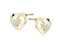 POZŁACANE SREBRNE KOLCZYKI SERCA KWIATKI CYRKONIE