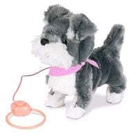 Piesek interaktywny na smyczy z różową chustką chodzi szczeka rusza ogonem