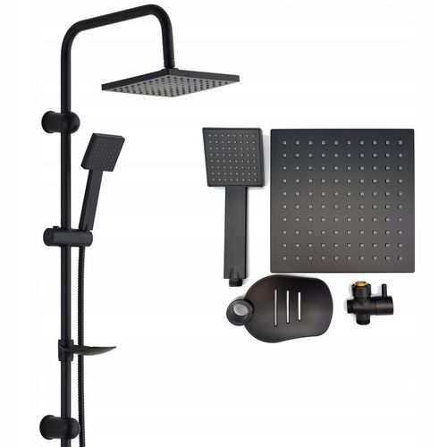ZESTAW PRYSZNICOWY CZARNY Z DESZCZOWNICA, BATERIA, SŁUCHAWKA NATYNKOWY LOFT na Arena.pl