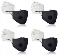 KOMPLET 4x CZARNA Maska+ 12x FILTR PM 2.5