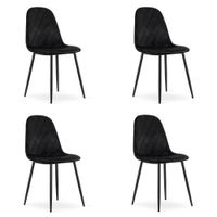 Komplet 4 krzeseł ASTI tapicerowane aksamit czarny do kuchni jadalni