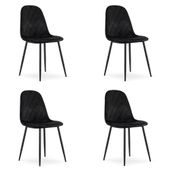 Komplet 4 krzeseł ASTI tapicerowane aksamit czarny do kuchni jadalni