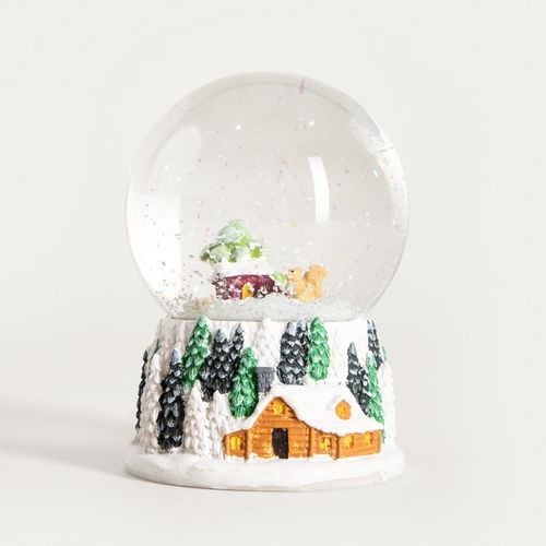 Kula śnieżna dekoracja świąteczna LUELL wiewiórka domek, z LED 8x11cm HOMLA na Arena.pl