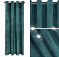 Zasłona Welur Velvet Przelotki 140x250 Niebieska do Salonu Sypialni Petrol