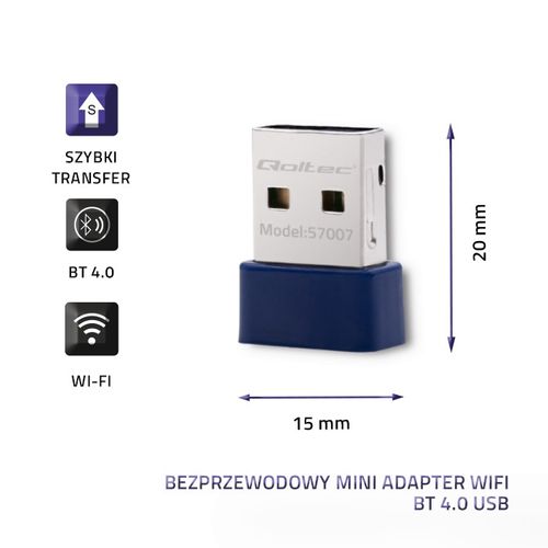 Qoltec Bezprzewodowy mini adapter WiFi Standard N | BT 4.0 USB na Arena.pl