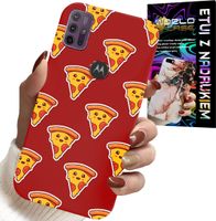 ETUI DO MOTOROLA MOTO G10 / G30 - WZÓR Z WESOŁĄ PIZZĄ NA CZERWONYM TLE