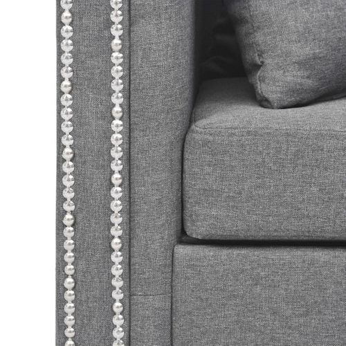 Zestaw 2 sof tapicerowanych materiałem, jasnoszary na Arena.pl