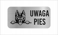 GRAWER Tabliczka nierdzewna 20x10 cm UWAGA PIES Amstaff terrier