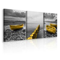Obrazy Na Płótnie Set Morze Plaża Łódki Nadmorski Pejzaż Natura 90cm x 40cm